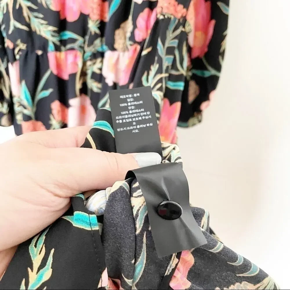 Kate Spade Black Floral Blossom Cold Shoulder Dress XS